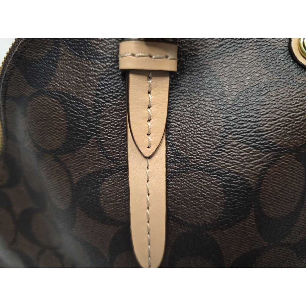 Coach Signature Peyton Cora Domed Satchel Bag Brown Coated Canvas F26184 - Picture 5 of 16